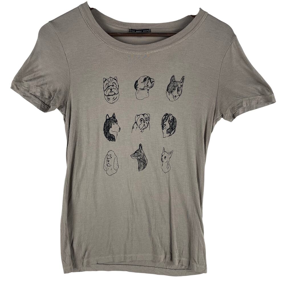 Truly Madly Deeply Womens Dog Breeds Graphic T-Shirt XS Taupe Modal